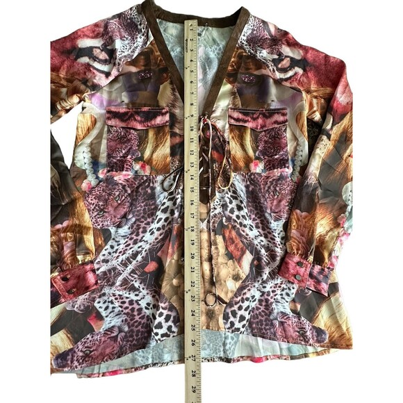 Rare Custo Barcelona Size Medium Multicolor Wearable Art Leopard Swan #Q3-4 - Picture 10 of 15